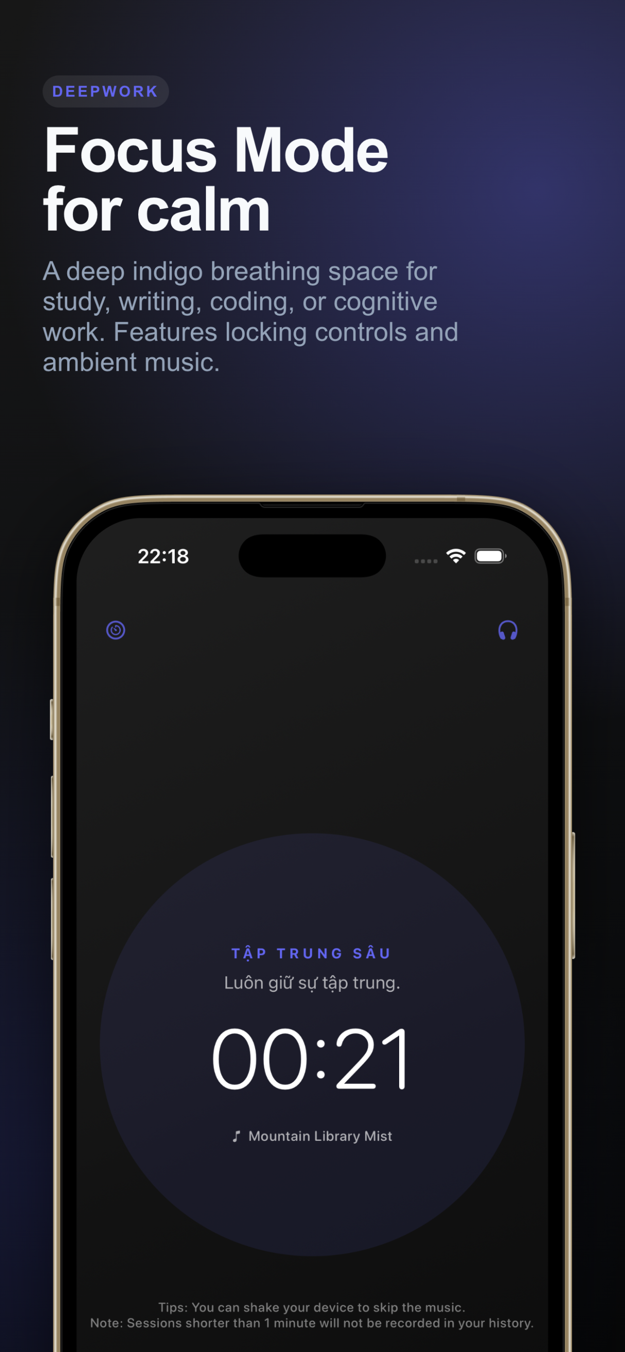 Rise in Silence Deepwork Focus Timer Screen